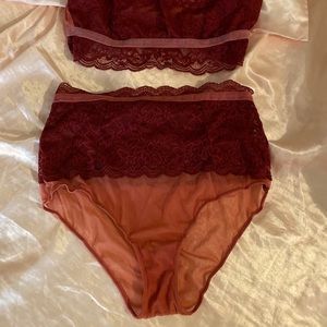 Beautiful pink and burgundy velvet and lace
